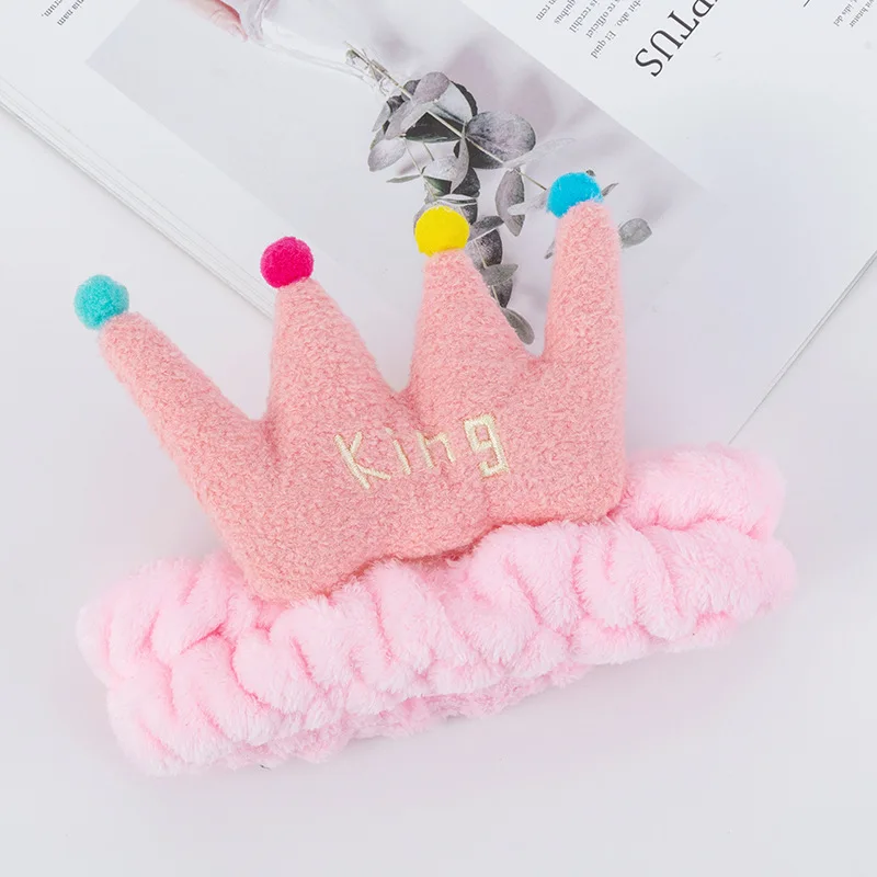 Cartoon Queen Color Crown Headband Makeup Face Washing Hair Ring Sweet Plush Hair Hoop Hairband