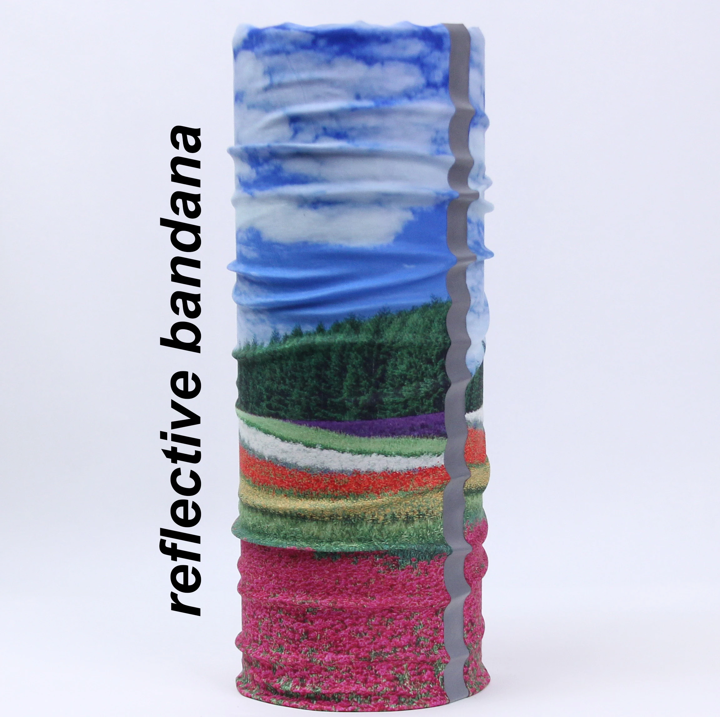 Custom reflective Neck Gaiter Tube seemless finishing Bandana with full color photograph print