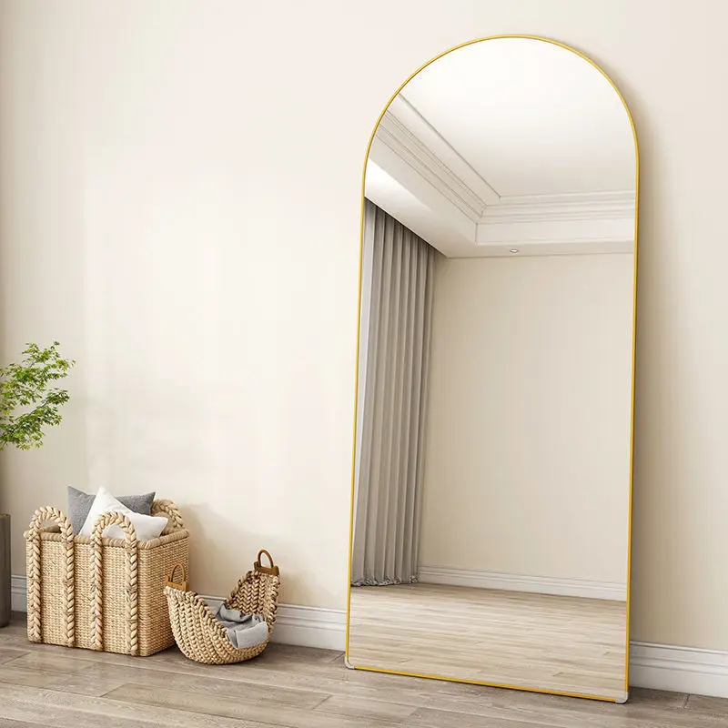 Large arched full body mirror aluminum alloy arch special fitting mirror in clothing store espejo spiegel