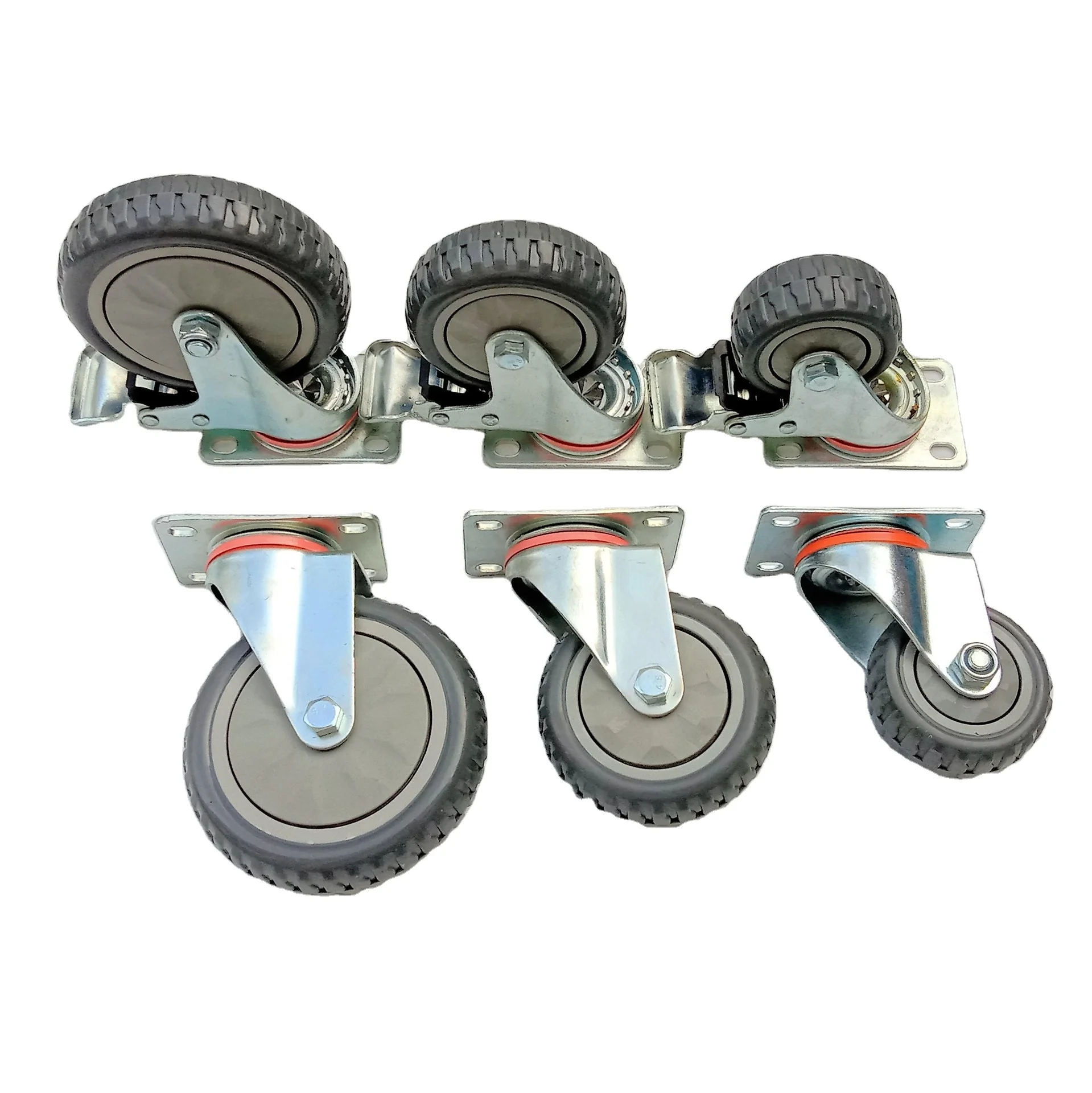 4 inch swivel/brake/fixed heavy rubber casters workbench casters industrial trolley caster wheels