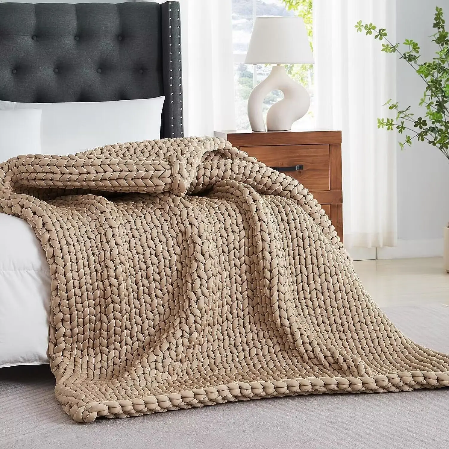 Home Decor Giant Yarn chunky knit weighted blanket Braided Sensory Autism weighted blanket knitted