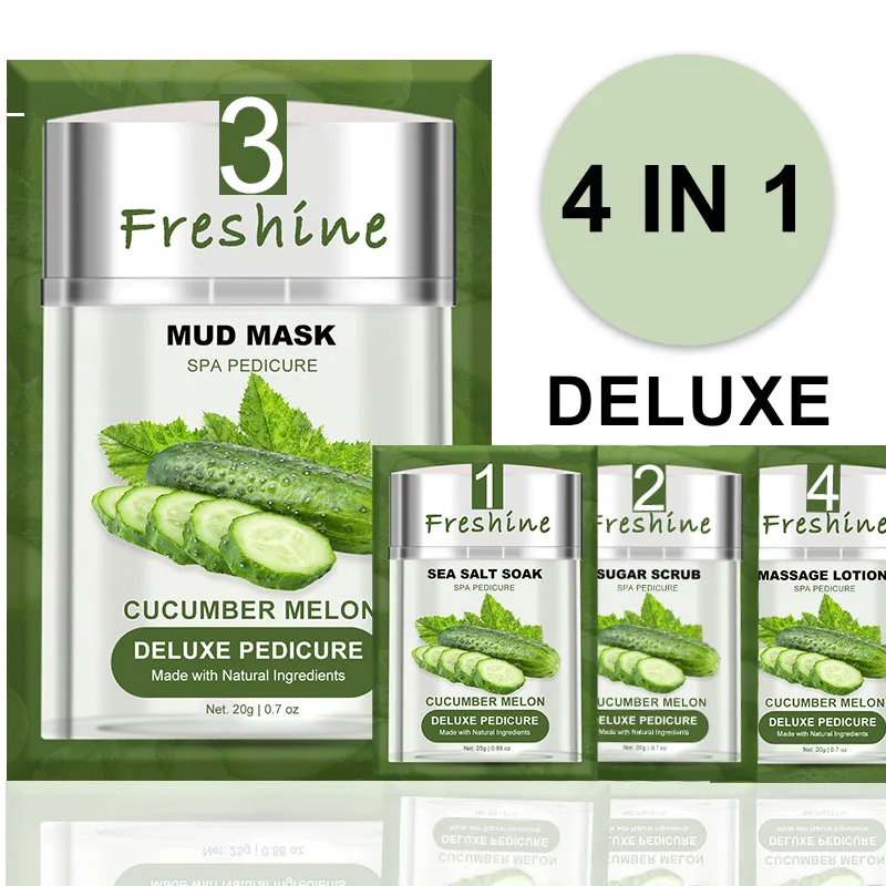 Professional Pedicure Products Foot Spa Massage Pedi In A Box Deluxe 4 Step Foot Exfoliating Mask Deluxe Pedicure Box Cucumber