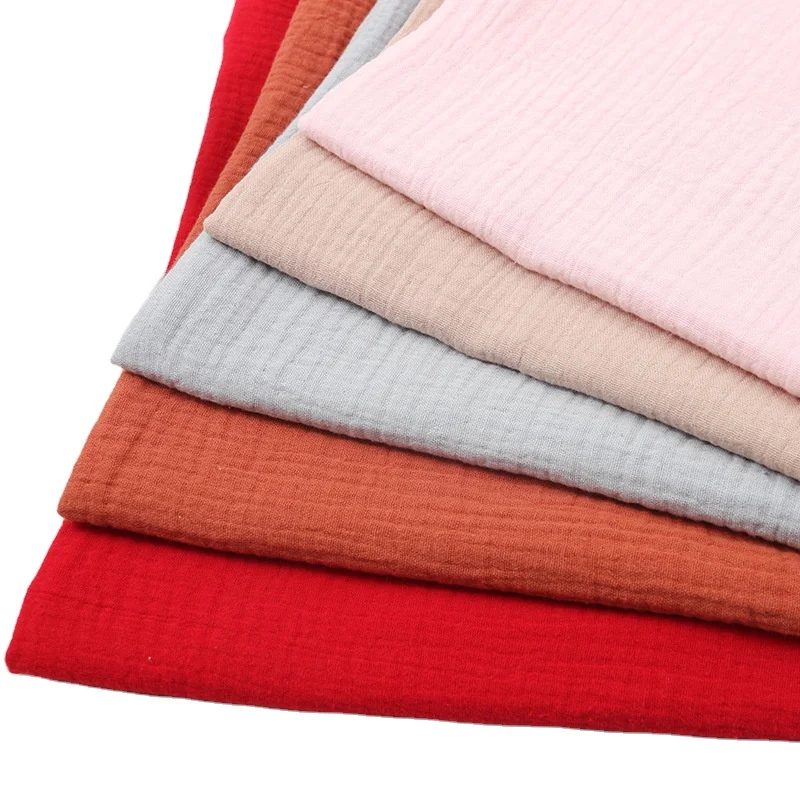 Экологически чистая окрашенная двухслойная 100% хлопчатобумажная креп-марля, муслиновая ткань для детских пеленок