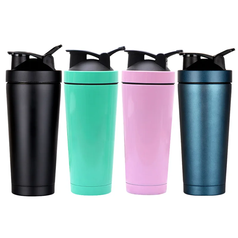 500ml/750ml Gym Sports Double Wall Stainless Steel Insulated Shaker Protein Mixing Shaker Water Bottle