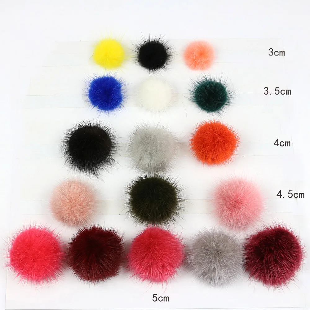 Fashion wholesale colorful mink fur pompom 3-5 cm fluffy fur balls  Real mink fur ball