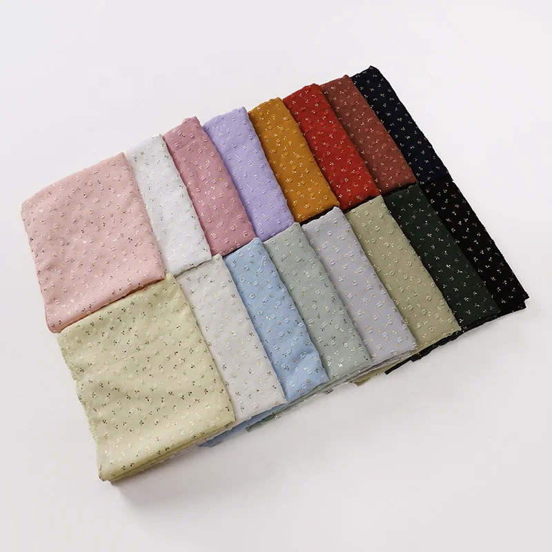 Scarf Hijab Chiffon Scarf Shawl Muslim Hijab 16 Colors Bronzing Chiffon Scarf with Flower Design Soft Cotton Hijab Muslim Women
