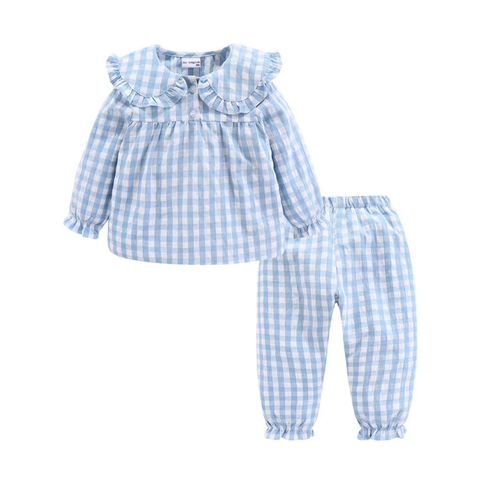 
Mudkingdom Warm Stylish Cheap Girls Pajamas Kids Plaid Sleepwear Cute pjs For Kids 