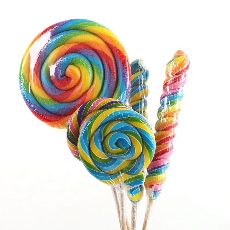 Tropical fruit Flavor Handmade Unicorn shape Solid Swirl Stick Lollipop Candy