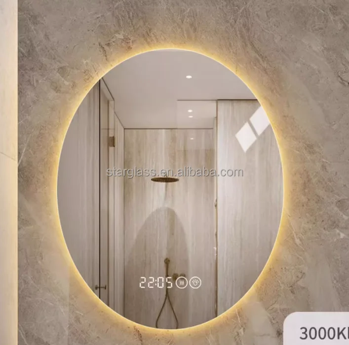 OEM/ODM Lighted Bath Mirrors Toilet Wall Dimming Defogger Oval Bathroom Led Mirror WITH LIGHT