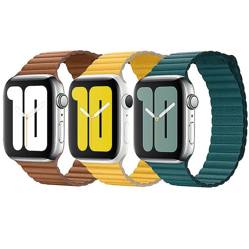 Leather loop Strap For Apple Watch 6 Band 45mm 41mm 44mm 40mm Magnetic belt bracelet iWatch series 7 6 5 4 3 SE  42mm 38mm band