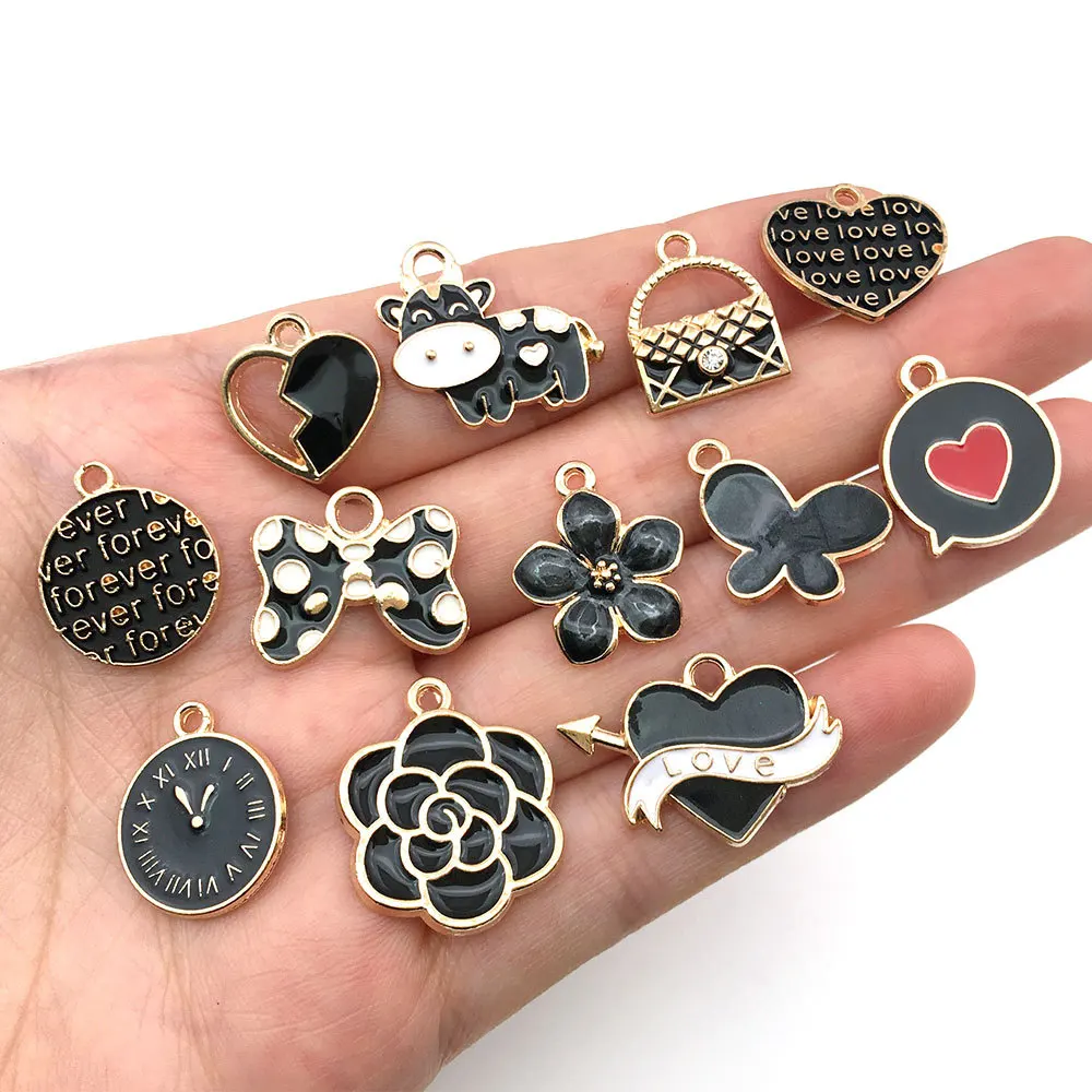 50pc Factory Wholesale Enamel Necklace Bracelet Pendant DIY Fashion Jewelry Woman Alloy Charms