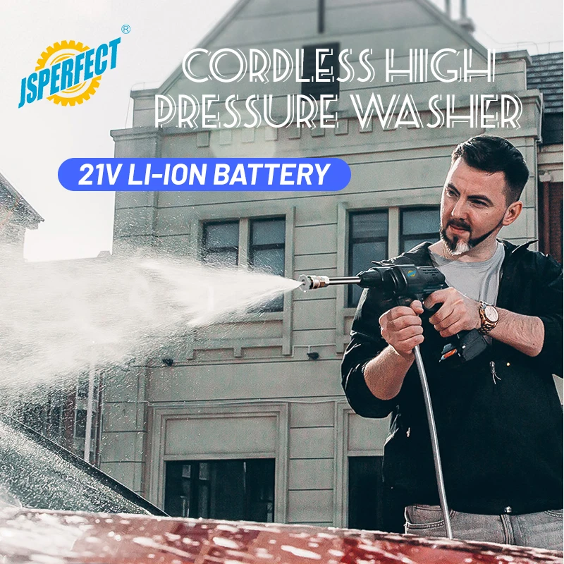 JSPERFECT rechargeable auto suction spray water gun high pressure cordless car washer