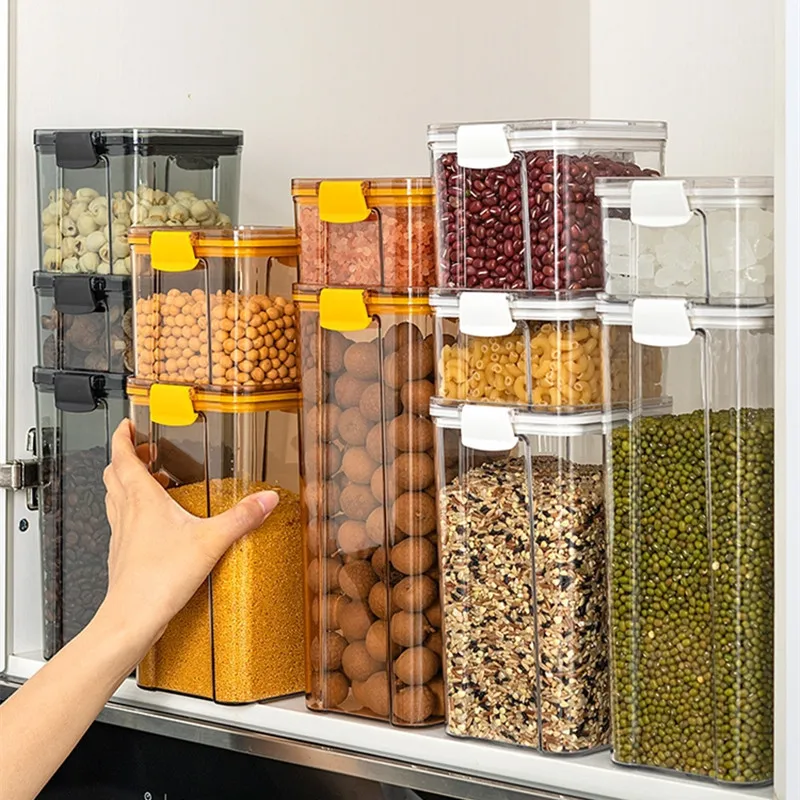 Пластиковые герметичные контейнеры для хранения пищевых продуктов с крышками набор контейнеров энергетическим рисом Дополнительный Большой Кухонный Контейнер