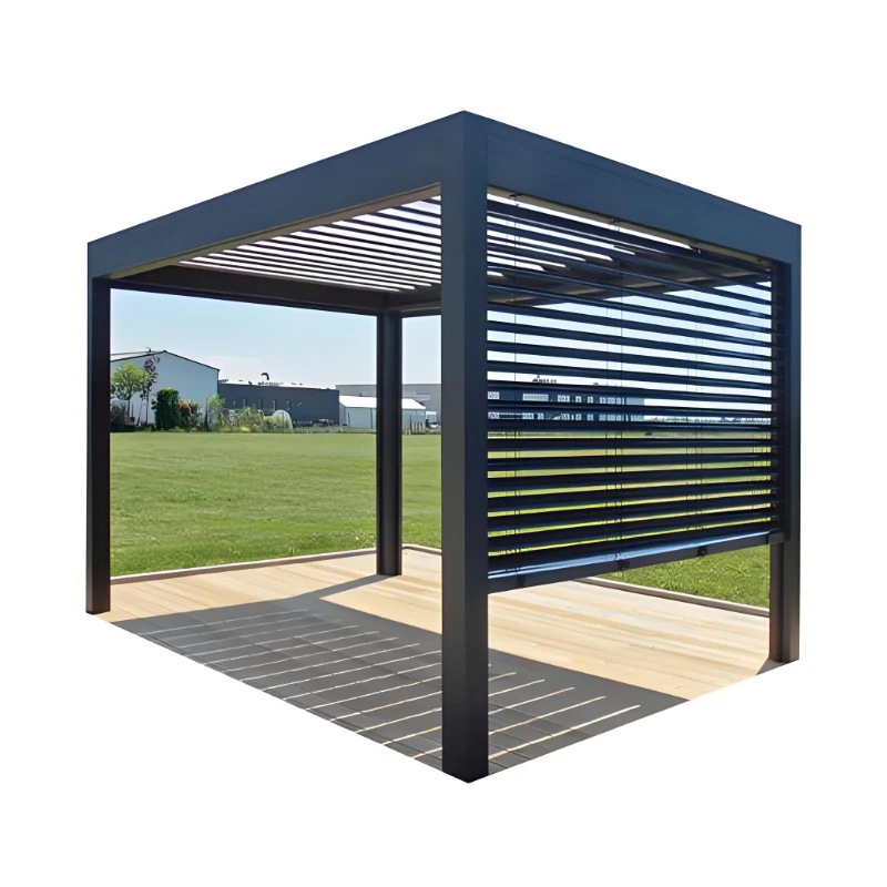 Modern Bioclimatic Outdoor Pergola Gazebo Pavilion Retractable Aluminium Louvered Design Electric 3x3 3x4 6x4m Sizes Available