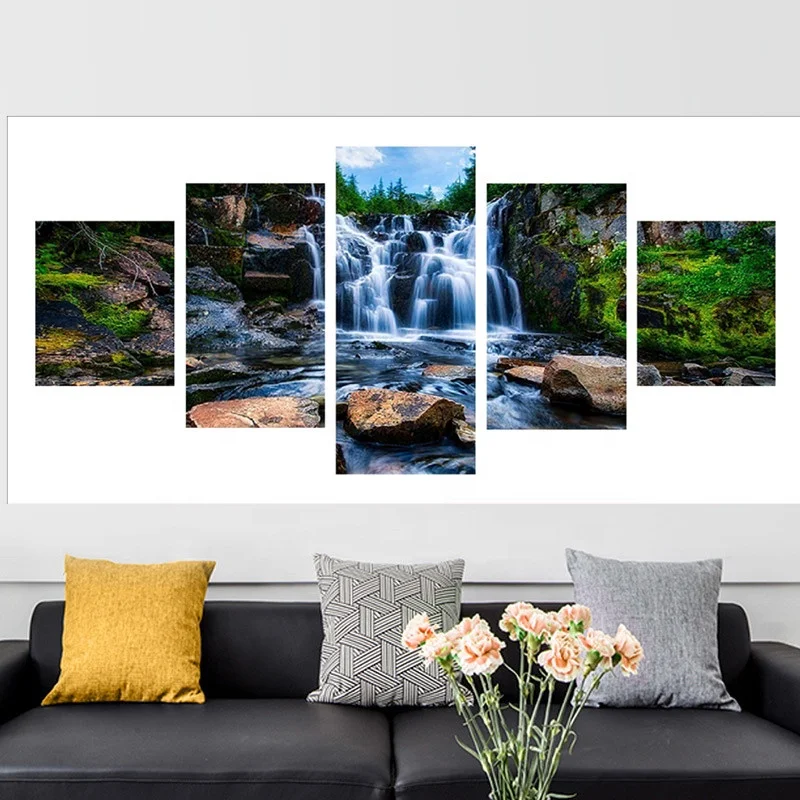 
Customized high quality canvas art prints natural landscape art 5 sets of art pictures oil painting home wall painting 