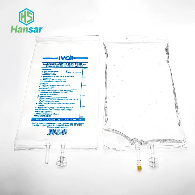 500ML high transparent pvc iv stand up infusion bags  for medical