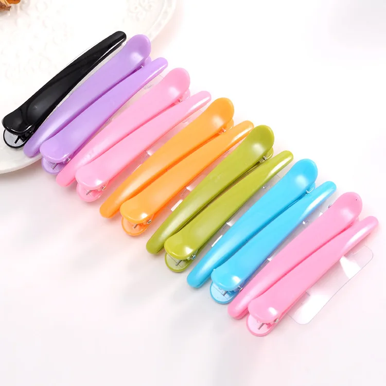 Factory Price Wholesale 8cm Large Size Professional Hair Styling Fix Color Plastic Duck Bill Hair Clip