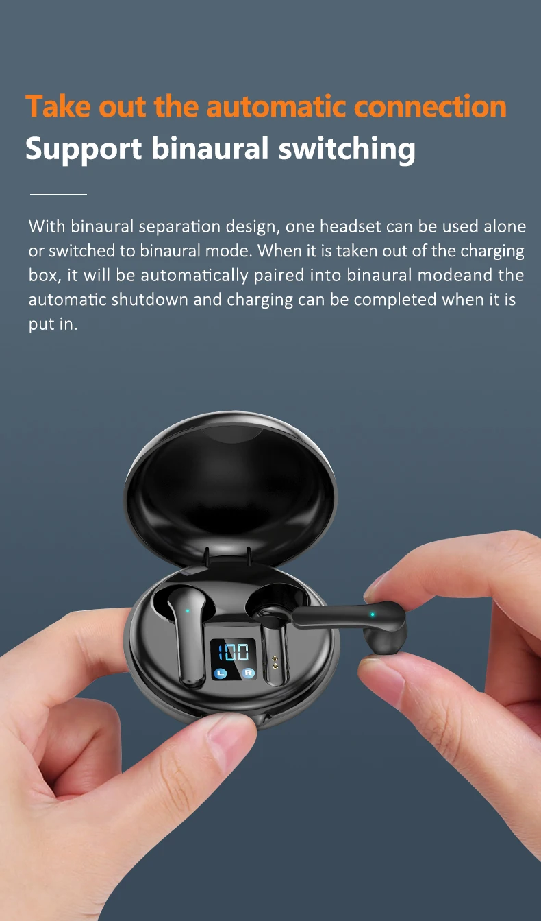 JS82 Mini Tws Earphone BT 5.0 Wireless Earbuds Touch Headset HD Stereo Sport Waterproof Headphones Js82