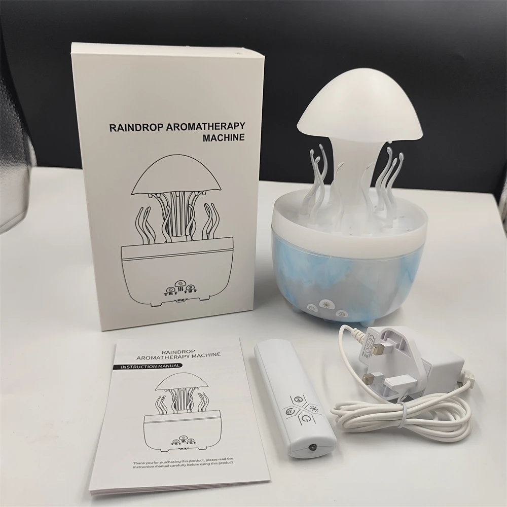 New Design Water Drip Room Humidifiers 300Ml Ultrasonic Rotating Rain Drop Aroma Diffuser With Remote