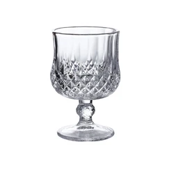 Customizable european style embossed transparent drinking water glass crystal vintage goblet wine glasses cup