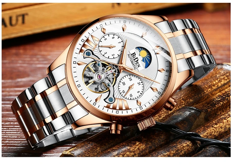 BIDEN 0189 Watch Men Automatic Luxury Mechanical Men Wristwatch Designer Stainless Steel Men Watches