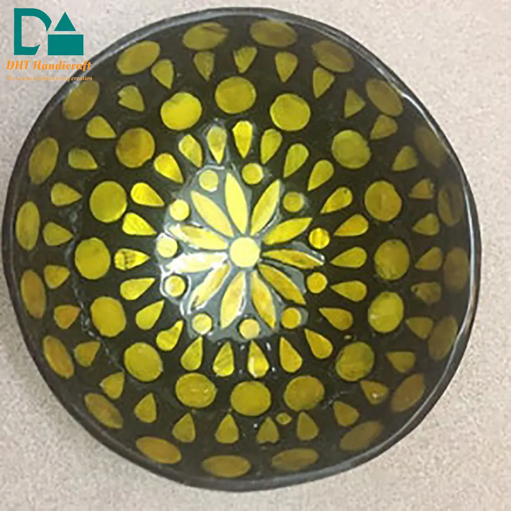 Wholesale Decoration Coconut Shell Lacquer Coconut Bowl With Customized Art Work DHT Handicraft Vietnam
