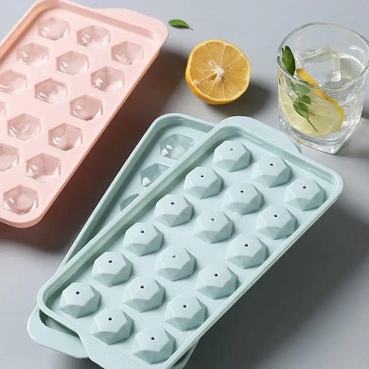 PP Ice Cube Tray Easy-Release 18 And 33 diamond Ice Cube Trays with dust-proof Removable Lid