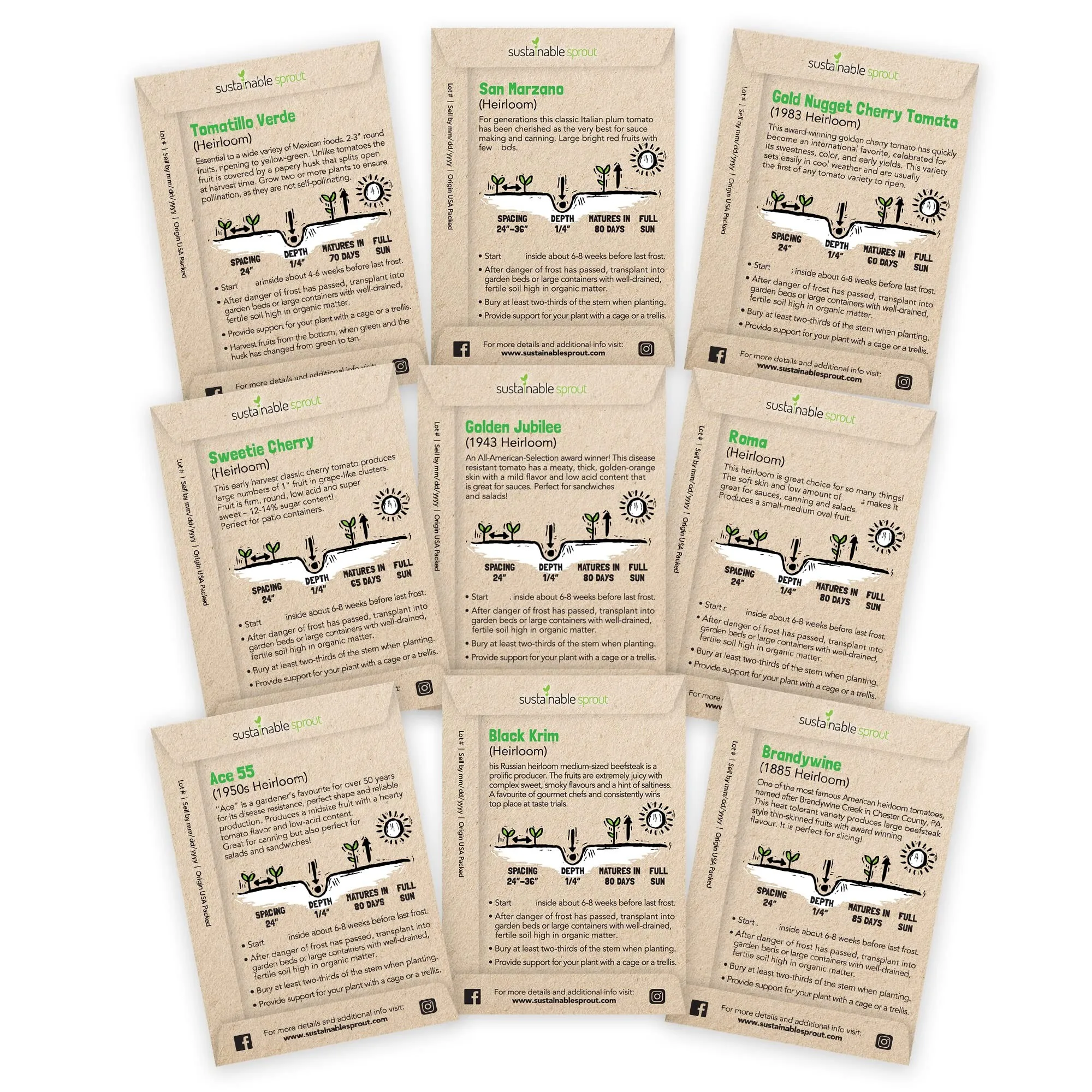 Direct Sale Sustainable  Heirloom Tomato 9 Variety Pack Organic Tomato for Planting Indoors  Perfect for sauces
