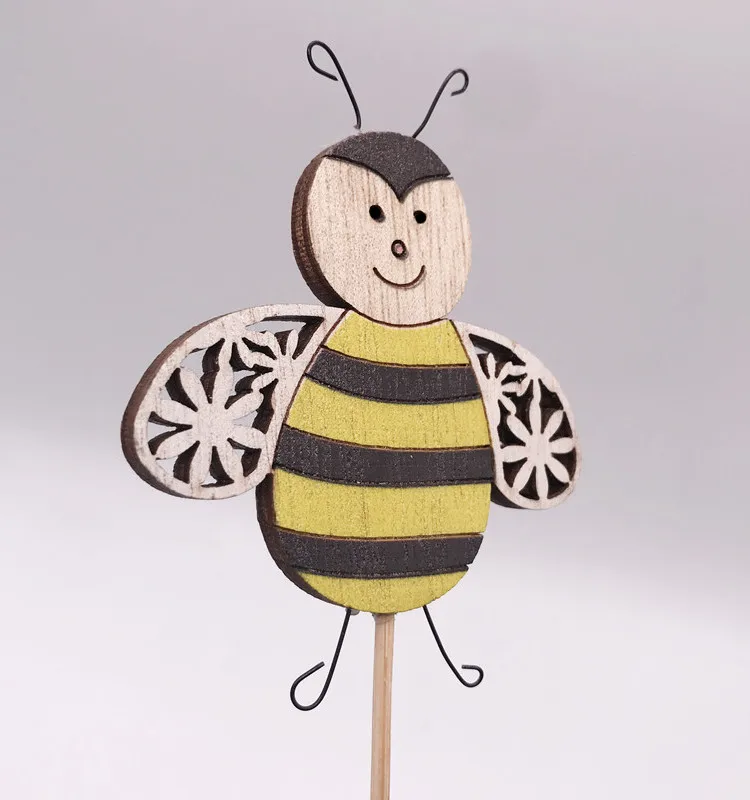 Wooden Honey Bee With 25cm Sticks Two Design Honey Bee Wholesale Spring Decor 2024 For Home