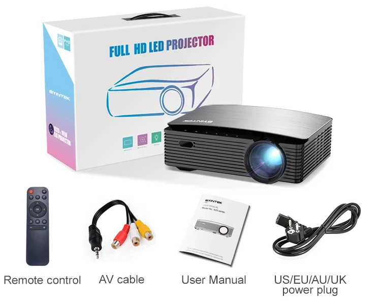 Светодиодный проектор BYINTEK K25 Full HD 1080P Smart Android WiFI LCD, Электрический фокусный проектор для домашнего кинотеатра, для обучения