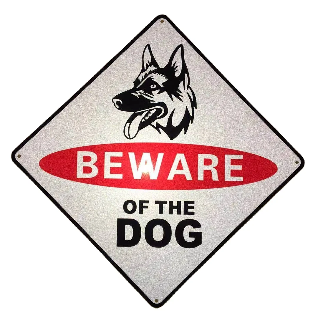 BEWARE OF THE DOG  Aluminum sign Plaque Reflective Film Metal wall Nameplate Custom Warning Metal Name Plate Tin Sign