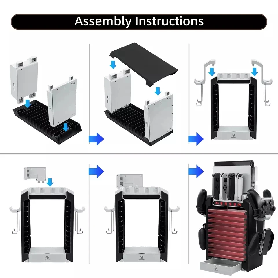 Game Disc  Charging Bracket Storage Tower  Stand Holder  Charger For Nintendo Switch OLED