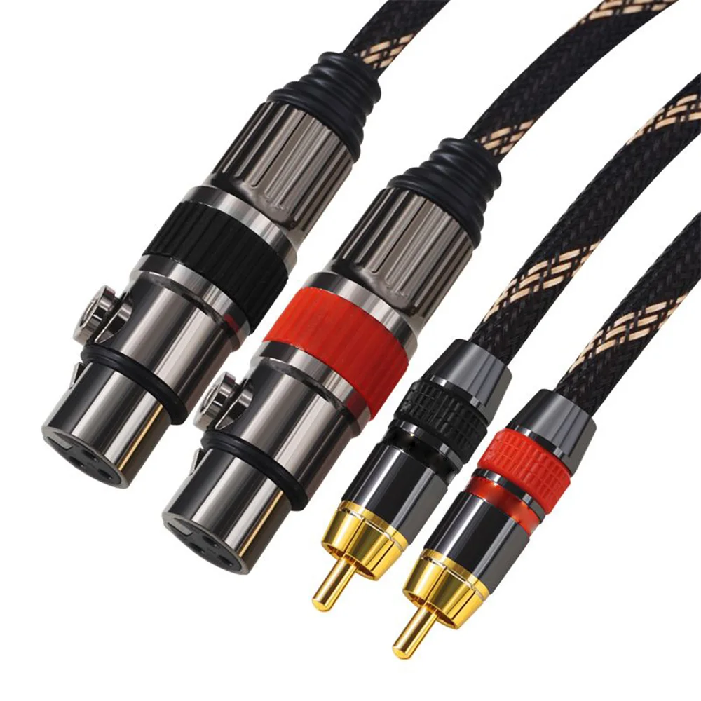 Xlr Female/male To 2Rca Male Gold Plated 24k Braided Hifi Audio Cable For Amplifier Microphone Speaker Mixing Console Stereo Set