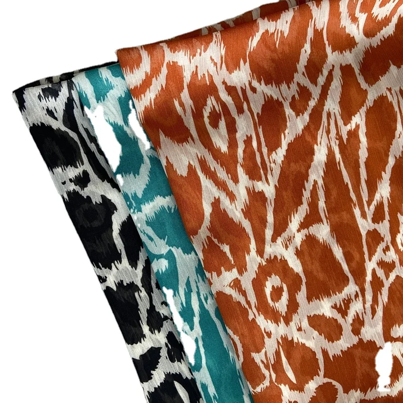 100% polyester  ladies skirt crepe style chiffon  fabric with fashion printed  pattern