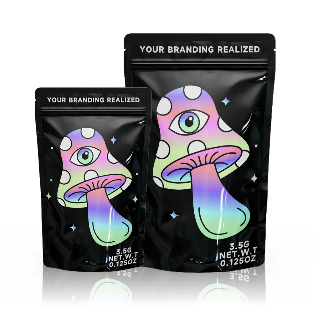 Custom Plastic Holographic Aluminum Foil Ziplock Resealable Mylar Bag Stand Up Pouch Edible Packaging with My Logo