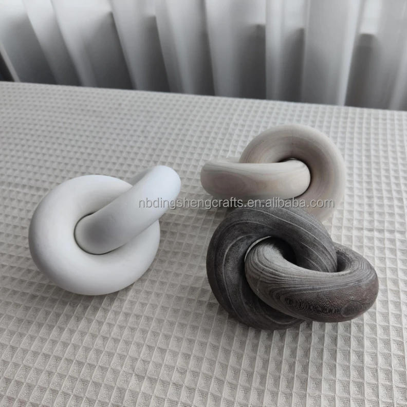 Wood Chain Link Decor Bead Garland Set Rustic Wood Bead Link Hand Carved Wooden Wall Decor knot/ chain