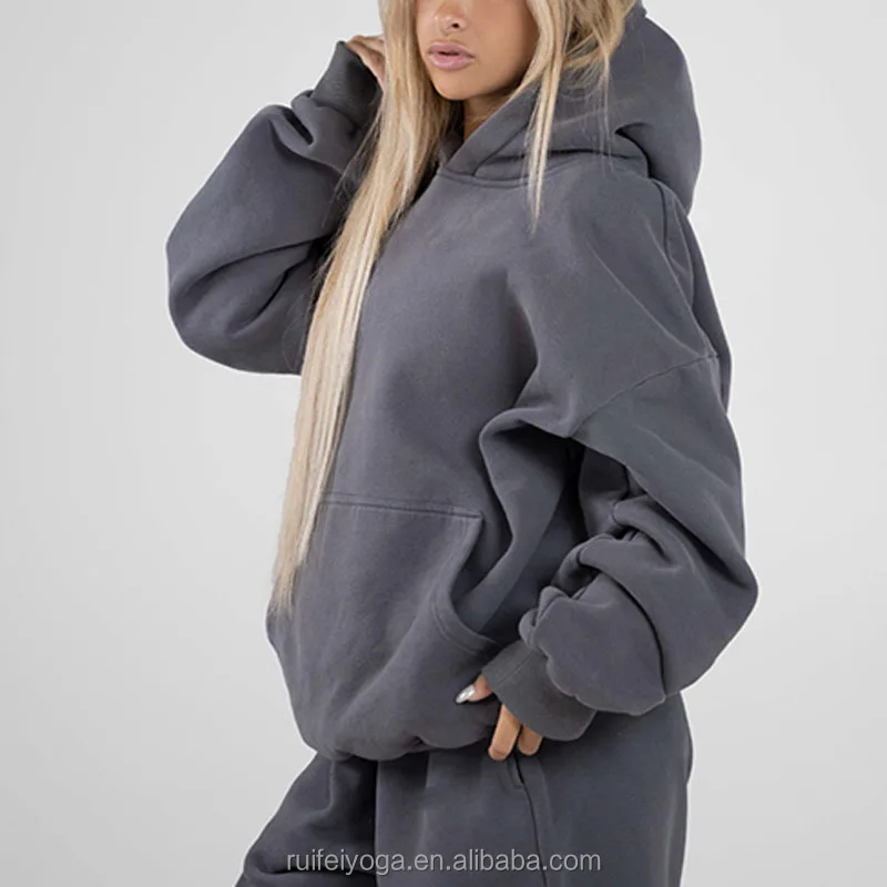 Bulk Unisex Fleece Sportswear Tracksuit Custom Logo High Quality Plain Heavyweight Oversized French Terry Cotton Blend Hoodie