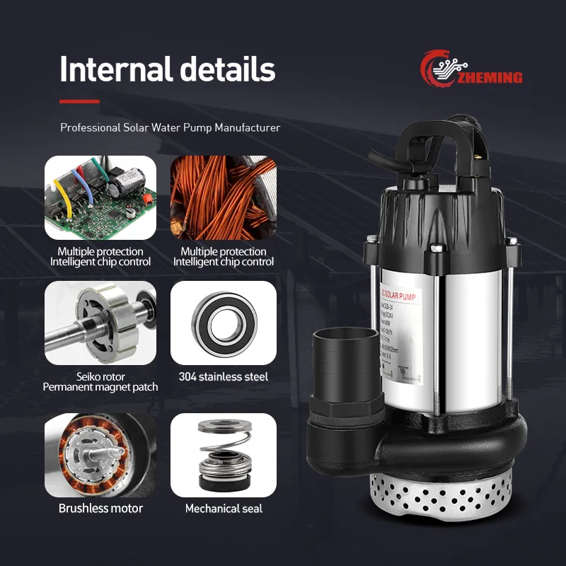 Brushless 24V DC 2 Inch 2HP Agriculture Irrigation Shallow Well Solar Electric Submersible Water Motor Pump