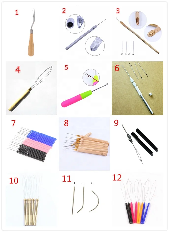 micro rings loop tool loop threader pulling needle used with hair plier and beads for human hair extension tools