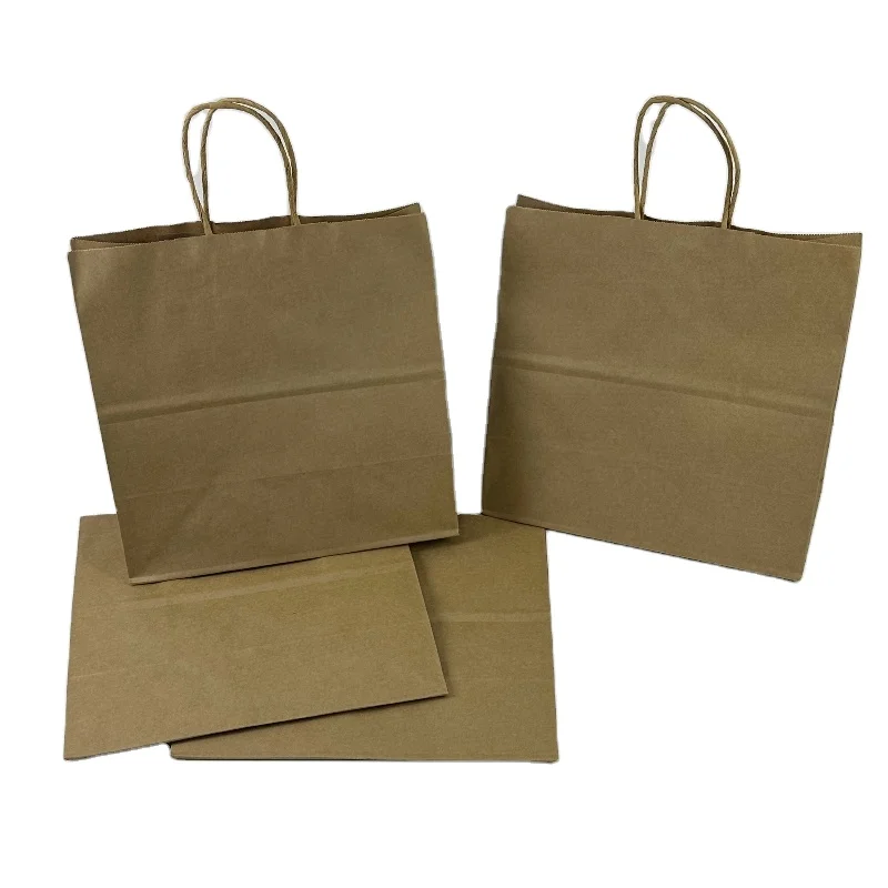 Wholesale Custom Size Brown Paper Bag Takeaway Packaging Disposable Take Away Kraft Paper Bags