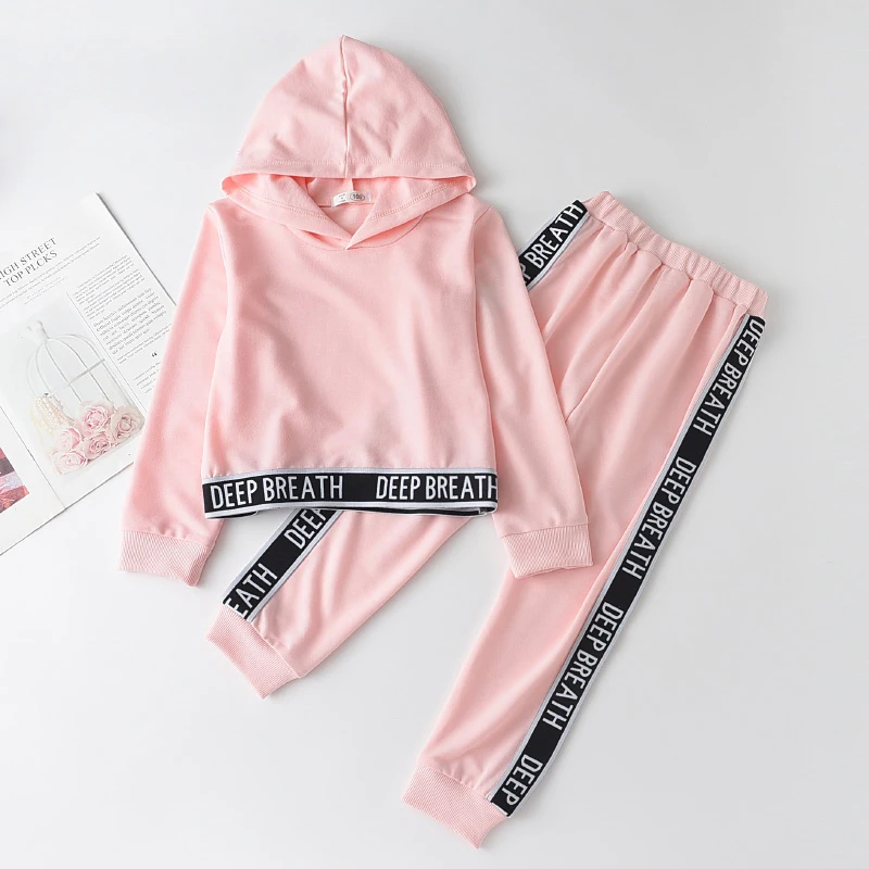 Girls Sports Hooded Spring Sets Long Sleeve Suits Clothes girls korean Style