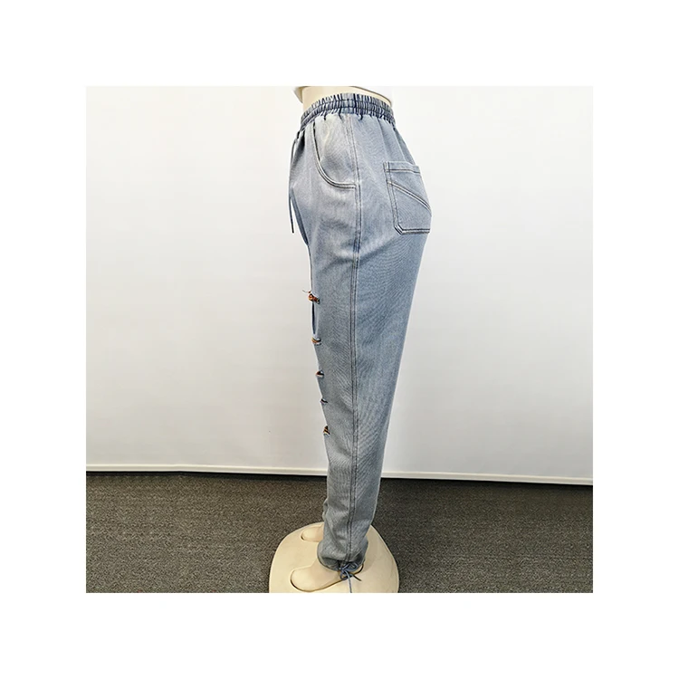 Best sale custom women denim drawstring jeans