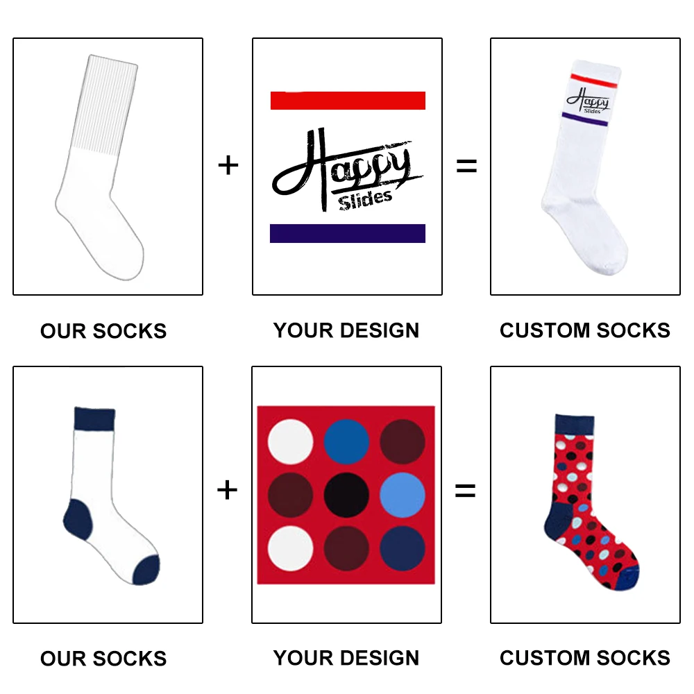 Happyslides High Quality Men Socks Printed 100% Cotton,Custom Print Sublimation Blank Socks,Men Printed Christmas Socks