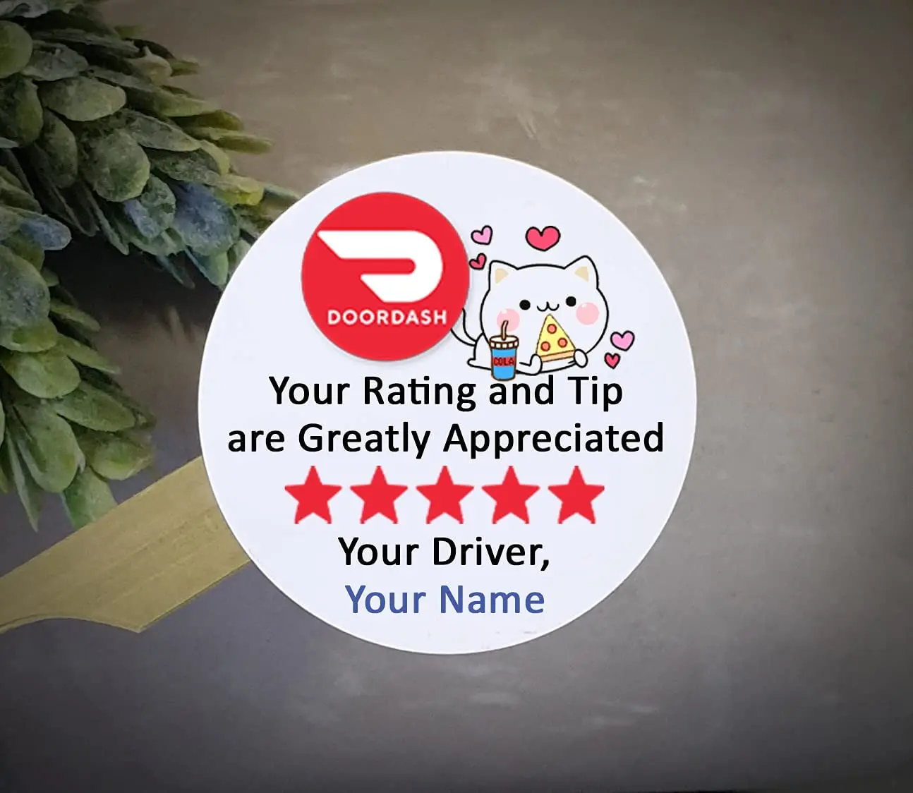Customized Round Delivery Bag Rating Sticker DoorDash Food Delivery Thank You Stickers