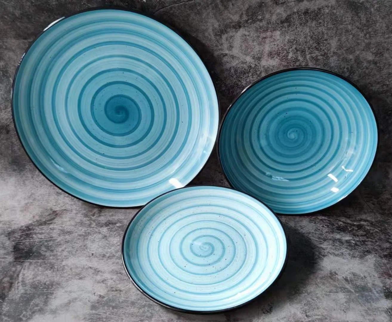 hand printed  Modern Rustic Ceramics Dishes Custom Logo Fine Porcelain Dinner Plates Sets Dining Ceramic Plates