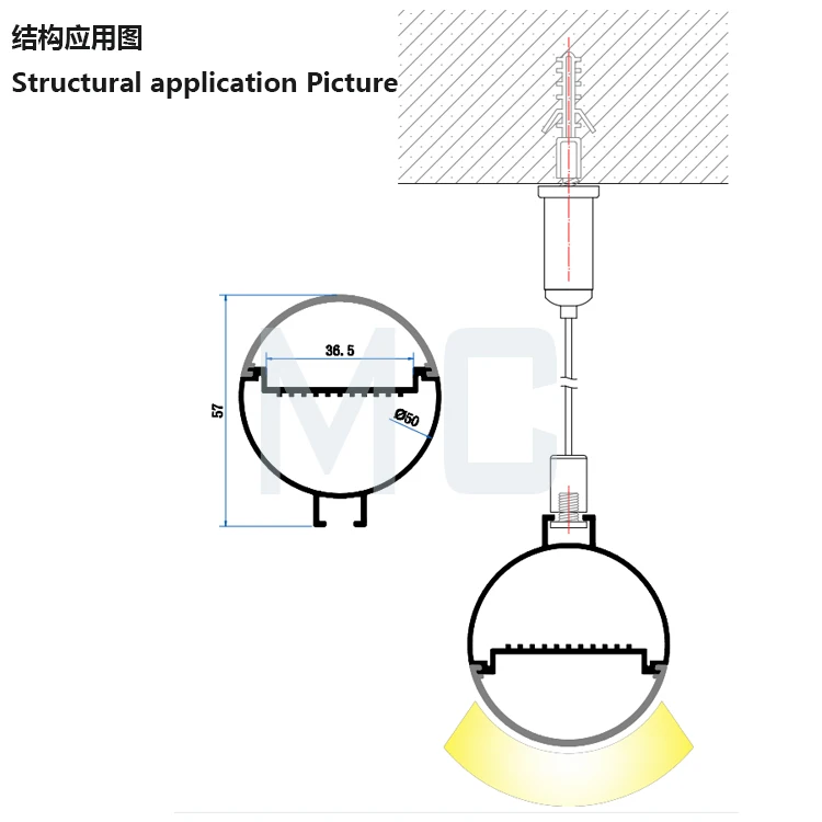 Good quality Low price Anodized Aluminum Mounting outdoor indoor aluminum led profile housing channel 1000*50mm