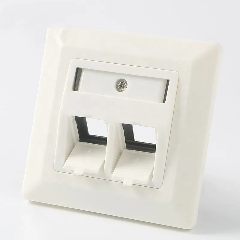 
German type 80*80MM Zinc alloy 2 port faceplate, network faceplate, Zinc alloy STP RJ45 for STP keystone jack faceplate 
