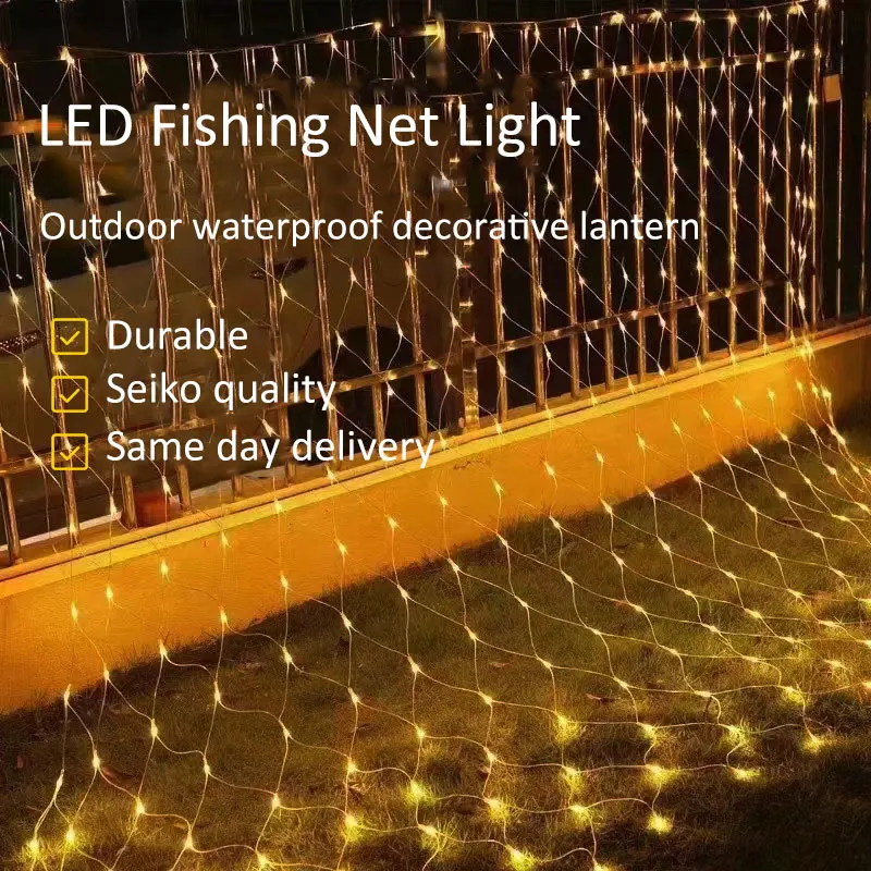 Net Led Flashing String Lights 220v 110v Eu Us Plug 1.5x1.5m Outdoor Waterproof Garden Christmas Decoration Mesh Fairy Lights