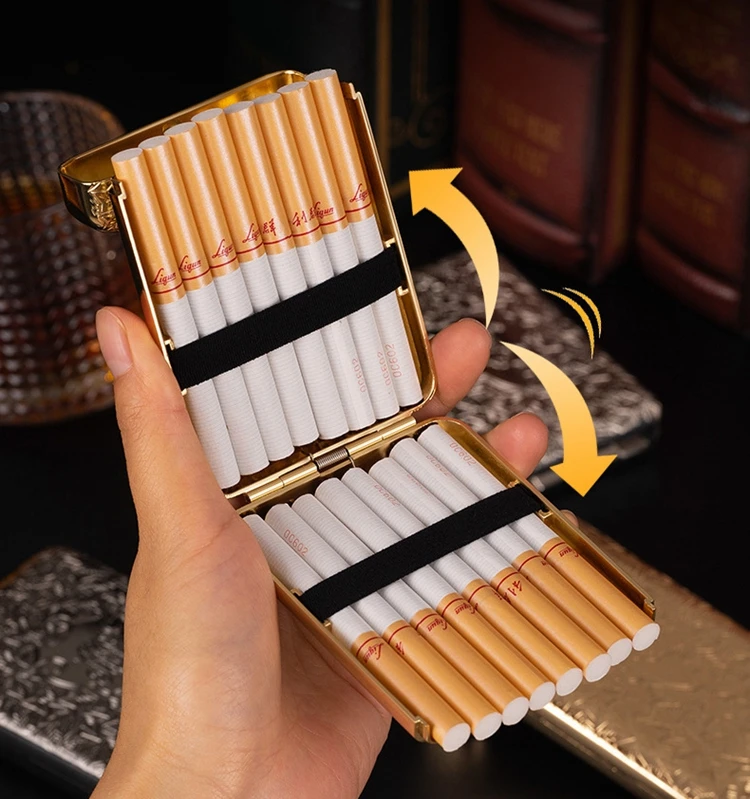 KY Luxurious Vintage Engraved Shelby Style Three-open 16pcs 20pcs Cigaretets Metal Cigarette Box for Men