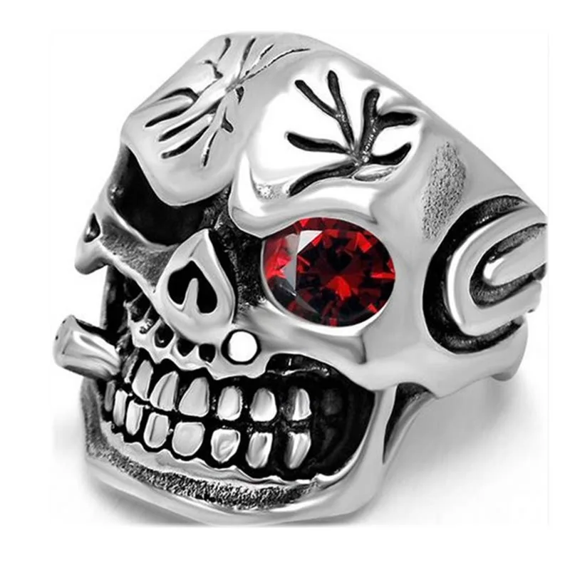 2022 New Arrival Korean Style Student Ring Domineering Single Ring Stainless Steel Skull Ring for Women Men